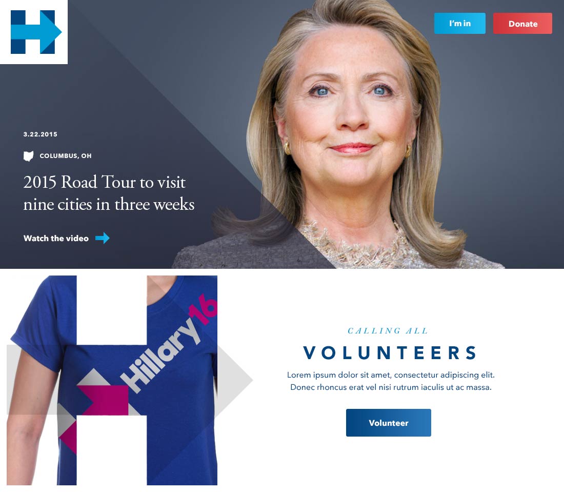 Concept image for Hillary Clinton's website