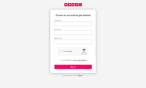The next step in the flow: a relatively lifeless signup experience