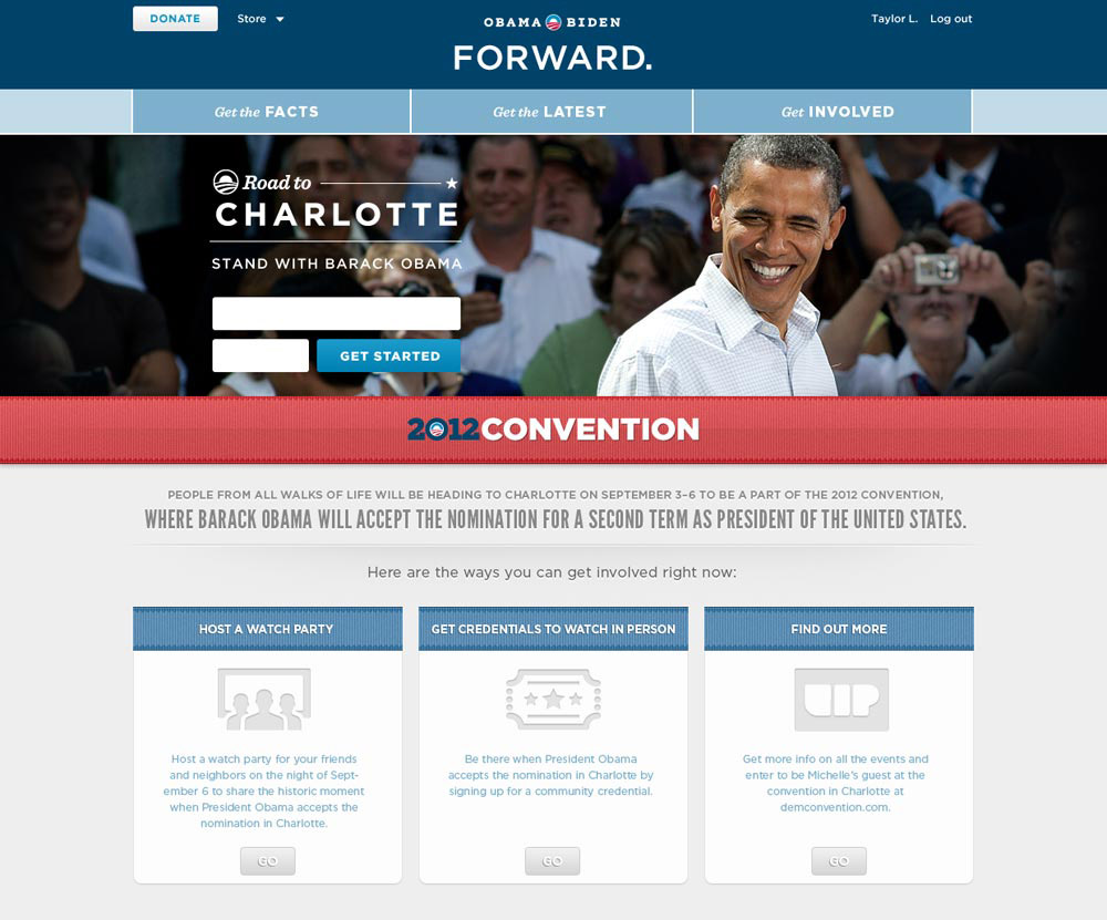 Homepage takeover on barackobama.com