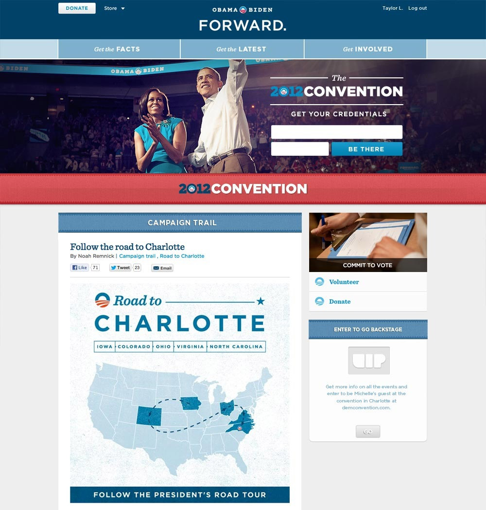 Homepage takeover on barackobama.com