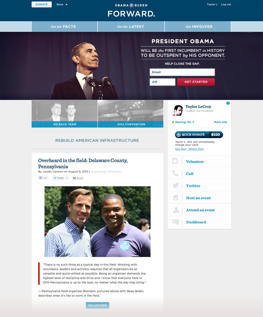 Homepage of barackobama.com